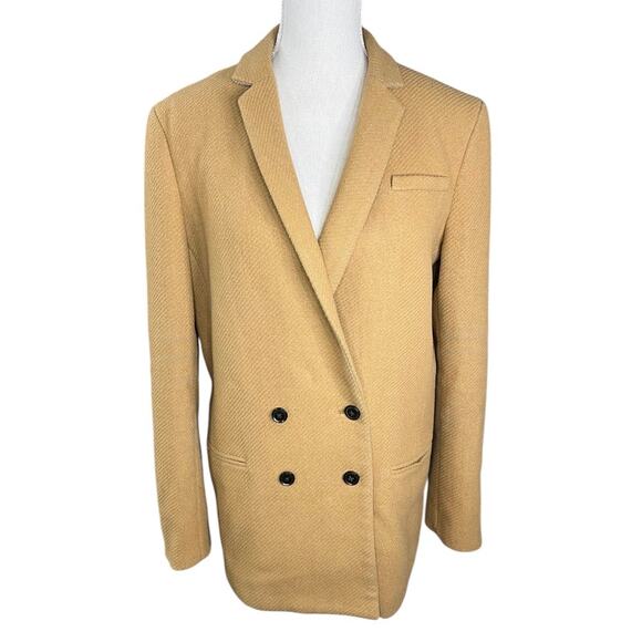 Banana Republic camel double breasted wool coat classic preppy academia neutral - Picture 1 of 12